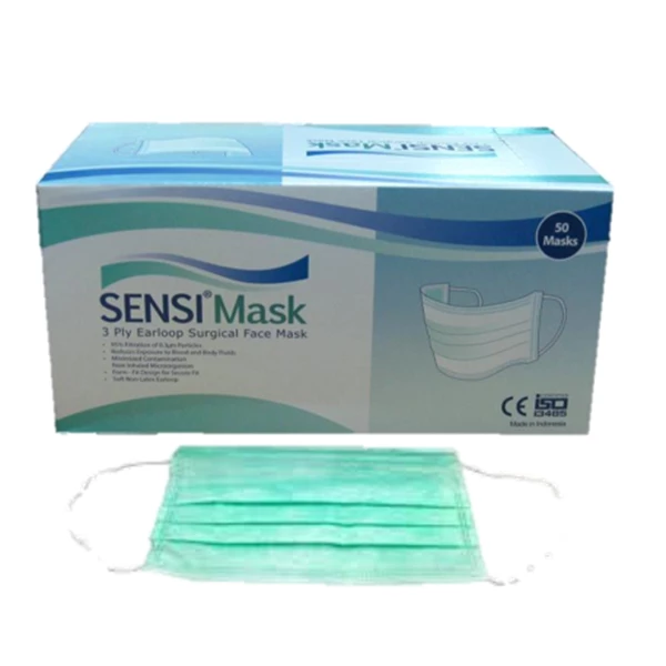 Masker surgical Sensi 3 ply Hijau