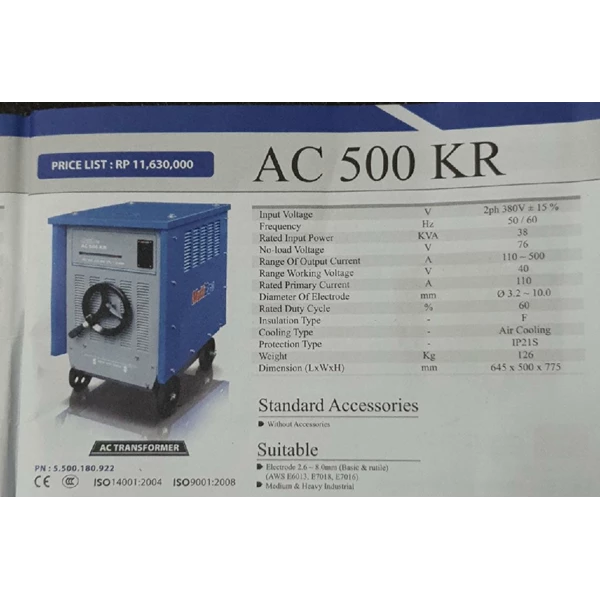 welding machine inverter ac 500 KR multipro